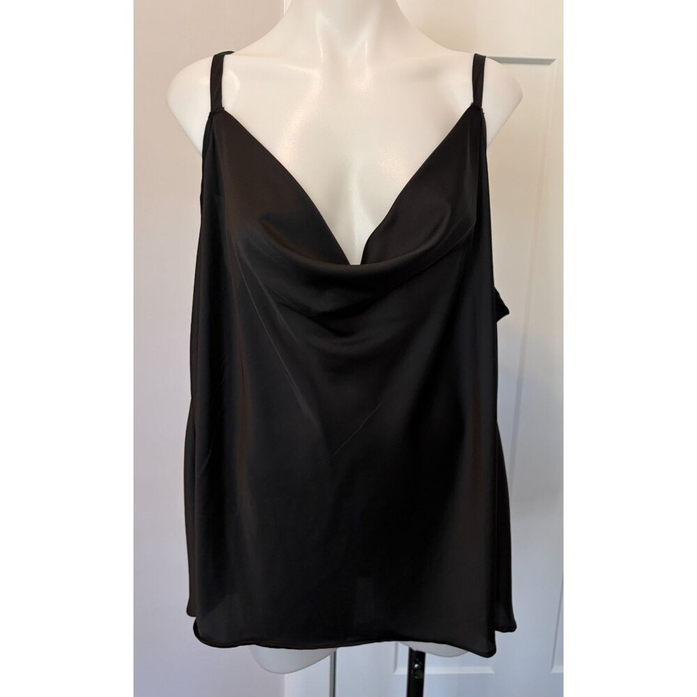 Torrid Womens Tank TOP Sleeveless Black Satin Adjustable Strap Size 2 (2X 18/20)